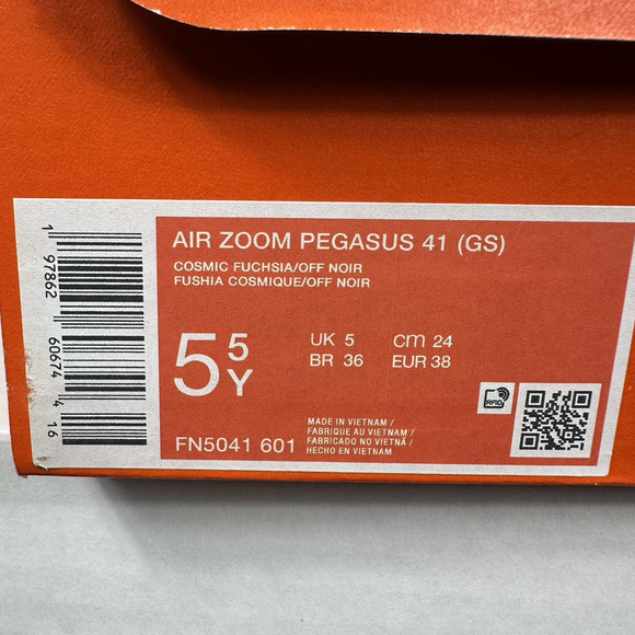 Nike Air Zoom Pegasus 41 Youth 5.5 Running Cosmic Fuchsia Red Pink FD2723-602 - Picture 9 of 9